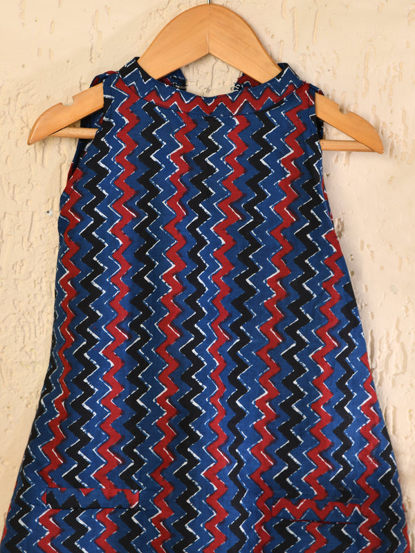 Blue Hand Block Printed Cotton Dress