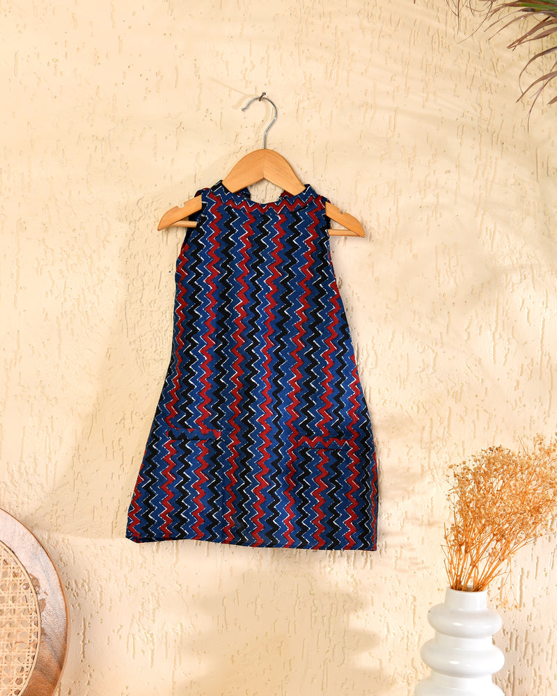 Blue Hand Block Printed Cotton Dress