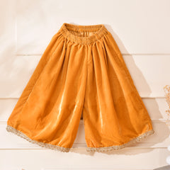 Girls Amber Gold Velvet Peplum Top and Palazzo Set