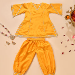 Girls Sunshine Yellow Kurta and Dhoti Pant Set