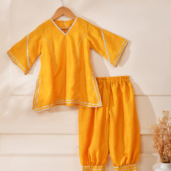 Girls Sunshine Yellow Kurta and Dhoti Pant Set