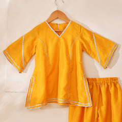 Girls Sunshine Yellow Kurta and Dhoti Pant Set