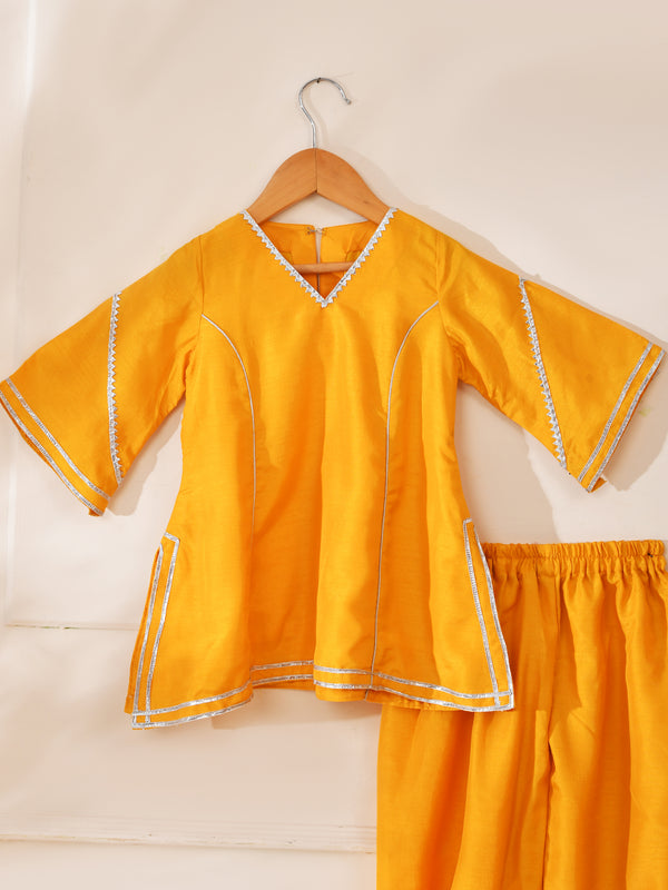 Girls Sunshine Yellow Kurta and Dhoti Pant Set