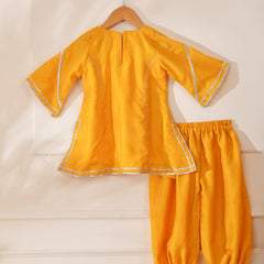 Girls Sunshine Yellow Kurta and Dhoti Pant Set