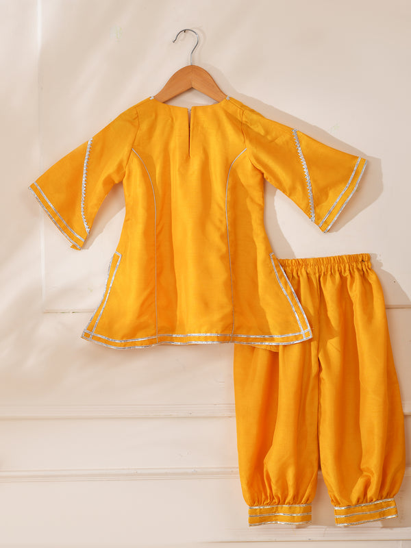 Girls Sunshine Yellow Kurta and Dhoti Pant Set
