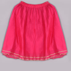 Girls Magenta Chanderi Silk Lehenga Set with Crop Top