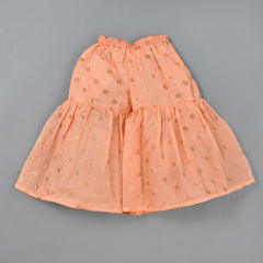 Girls Peach Kota Doriya Kurta and Sharara Set