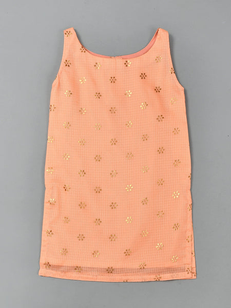 Girls Peach Kota Doriya Kurta and Sharara Set