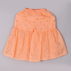 Girls Peach Kota Doriya Kurta and Sharara Set