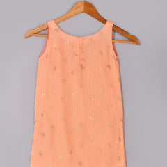 Girls Peach Kota Doriya Kurta and Sharara Set