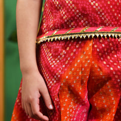 Magenta Bandhani Cotton Top & Palazzo Set for Girls