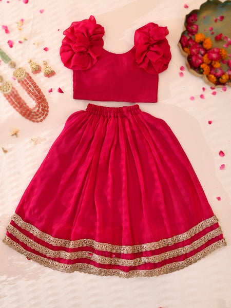 Kids Magenta Lehenga Set