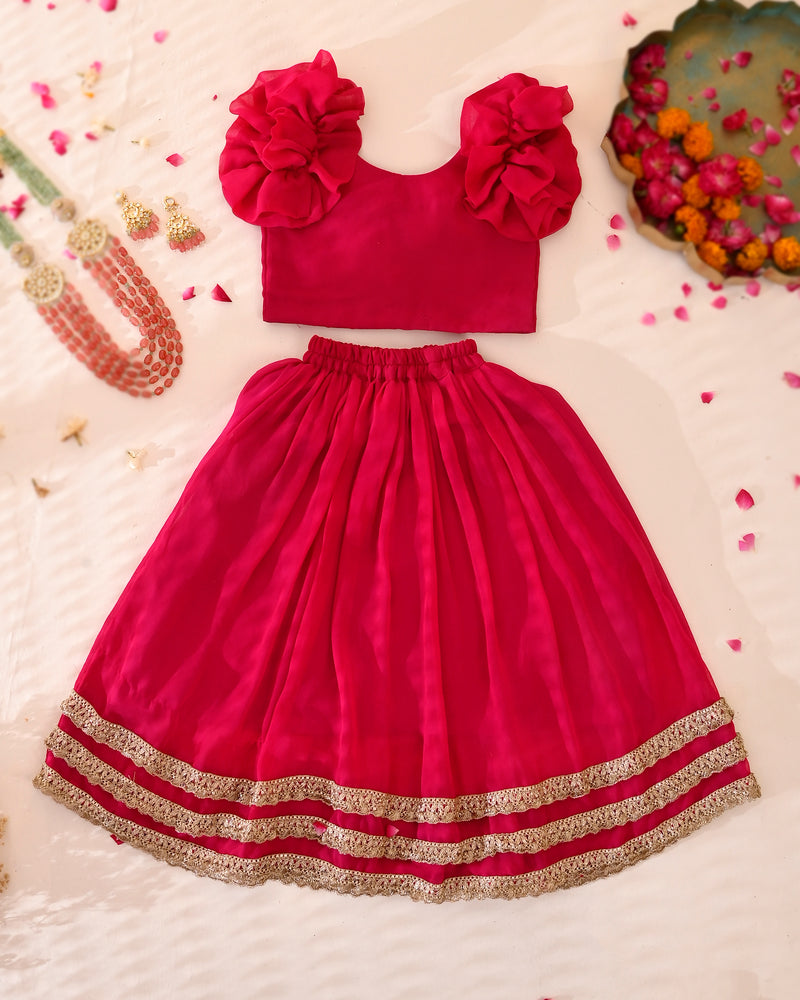 Kids Magenta Lehenga Set