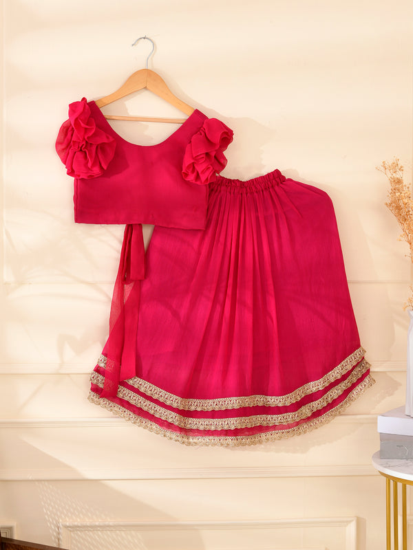 Kids Magenta Lehenga Set