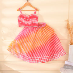 Kids Rani Yellow & Magenta Lehenga Set