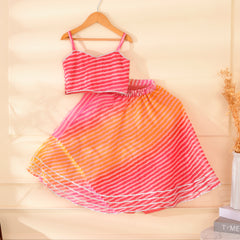 Kids Rani Yellow & Magenta Lehenga Set