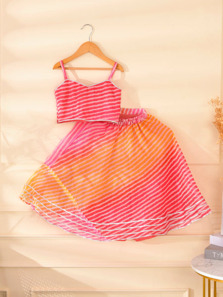 Kids Rani Yellow & Magenta Lehenga Set