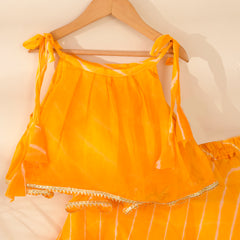 Kids Yellow Leheriya Lehenga Set