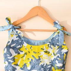Grey Printed Peplum Top & Shorts Set