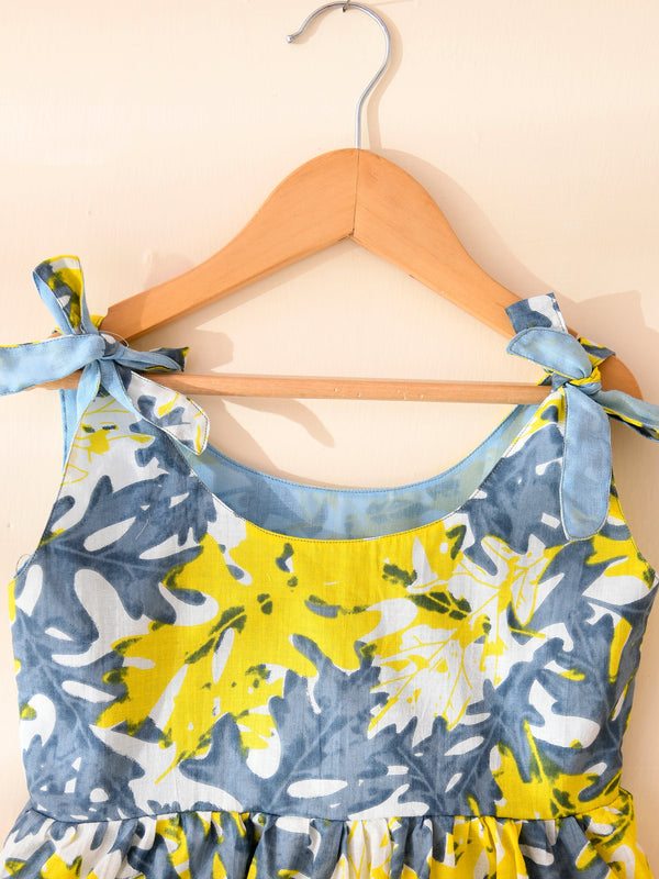 Grey Printed Peplum Top & Shorts Set