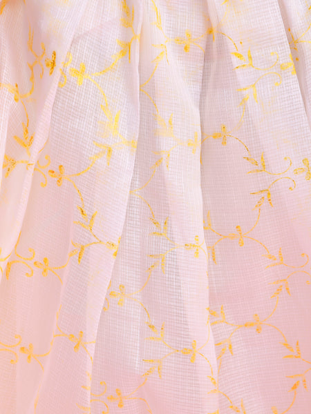 White & Golden Kids Floral Lehenga Set | Festive Wear