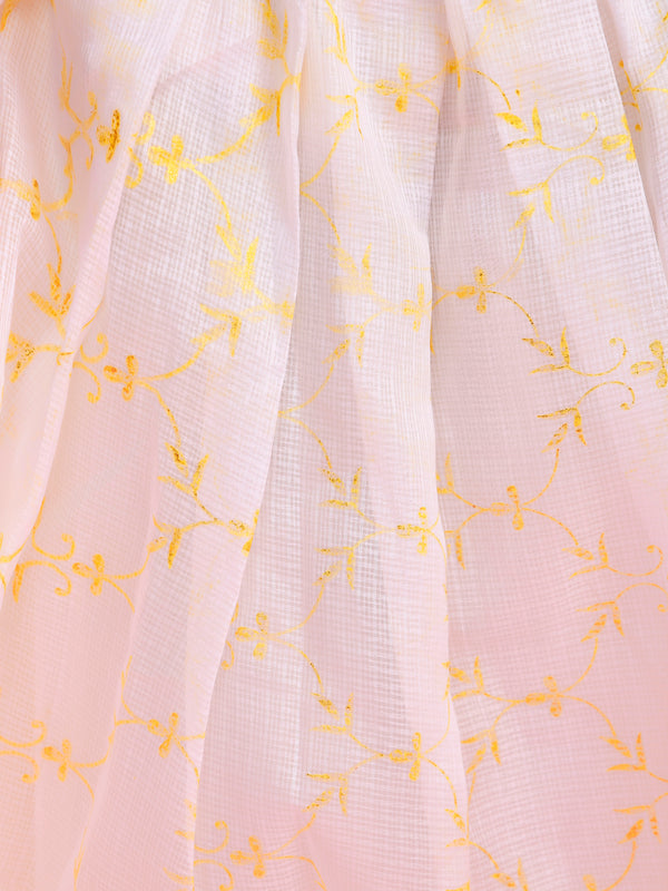 White & Golden Kids Floral Lehenga Set | Festive Wear