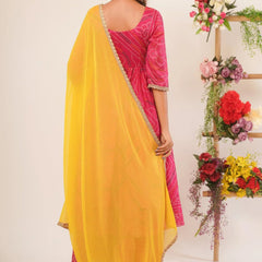 Magenta bandhani anarkali palazzo set