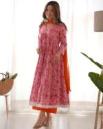 Pink Orange Floral Anarkali Set