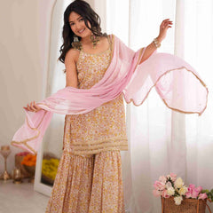 MEHER – Blush Floral Sharara Set