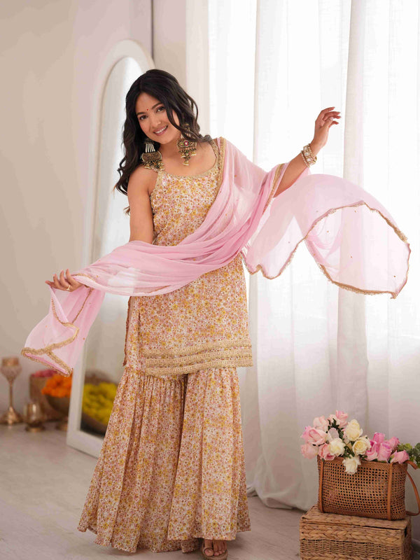 MEHER – Blush Floral Sharara Set