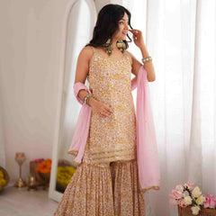 MEHER – Blush Floral Sharara Set