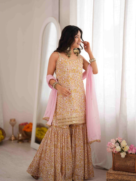 MEHER – Blush Floral Sharara Set