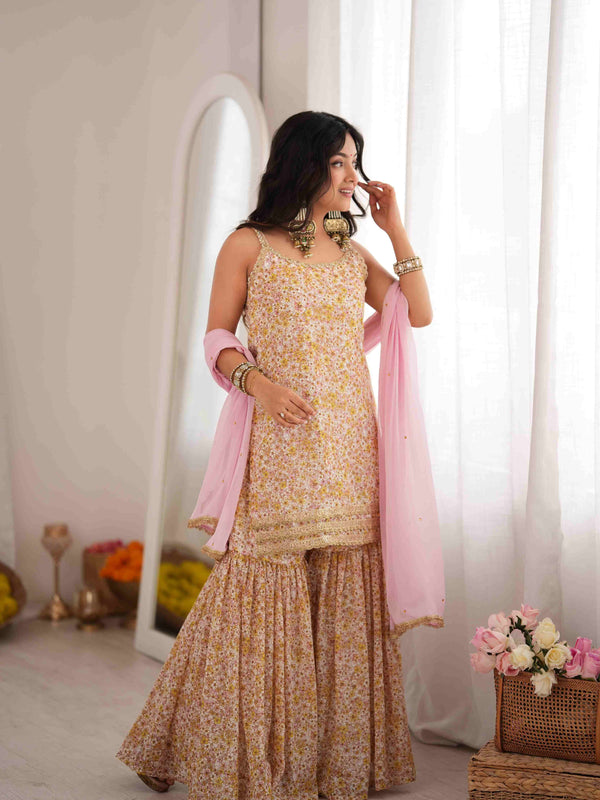 MEHER – Blush Floral Sharara Set