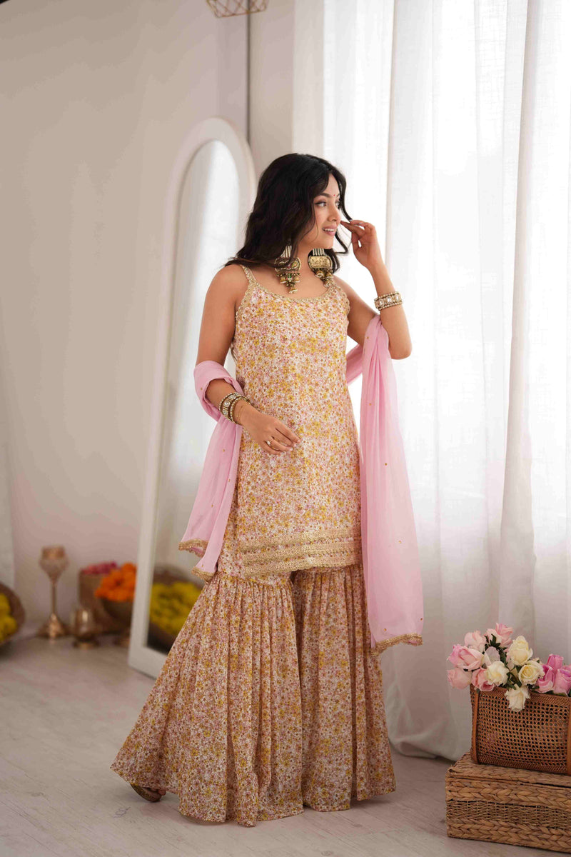 MEHER – Blush Floral Sharara Set