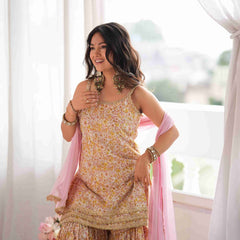 MEHER – Blush Floral Sharara Set