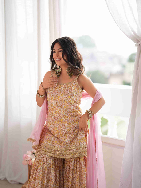 MEHER – Blush Floral Sharara Set