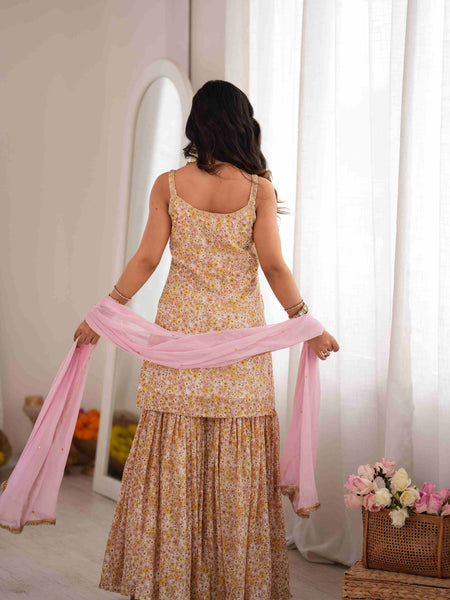 MEHER – Blush Floral Sharara Set