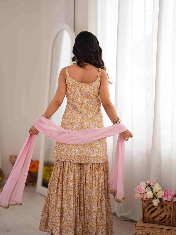 MEHER – Blush Floral Sharara Set
