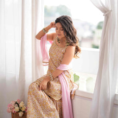 MEHER – Blush Floral Sharara Set
