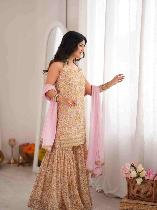 MEHER – Blush Floral Sharara Set