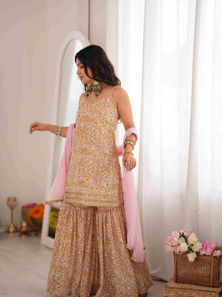 MEHER – Blush Floral Sharara Set