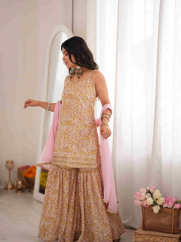 MEHER – Blush Floral Sharara Set