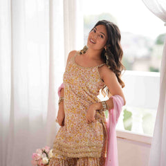 MEHER – Blush Floral Sharara Set