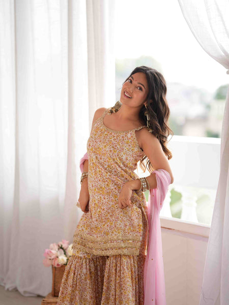 MEHER – Blush Floral Sharara Set