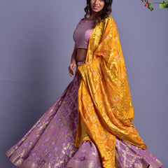 LAVENDER LEHENGA SET WITH YELLOW DUPATTA