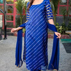 Blue leheriya kurta salwar set