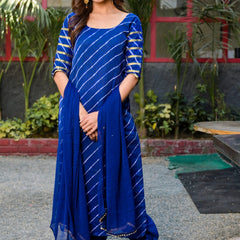 Blue leheriya kurta salwar set