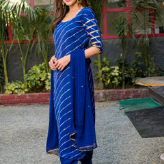 Blue leheriya kurta salwar set
