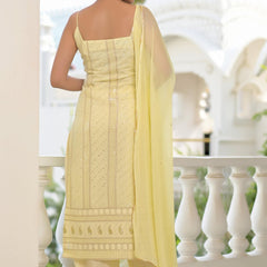 yellow chikankari suit set