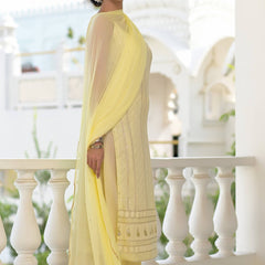 yellow chikankari suit set